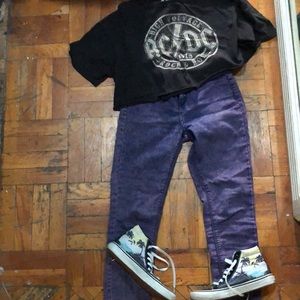 Zara Trafaluc Size 0-2 Purple Acid Wash Denim Jeans/Leggings Mid-Rise